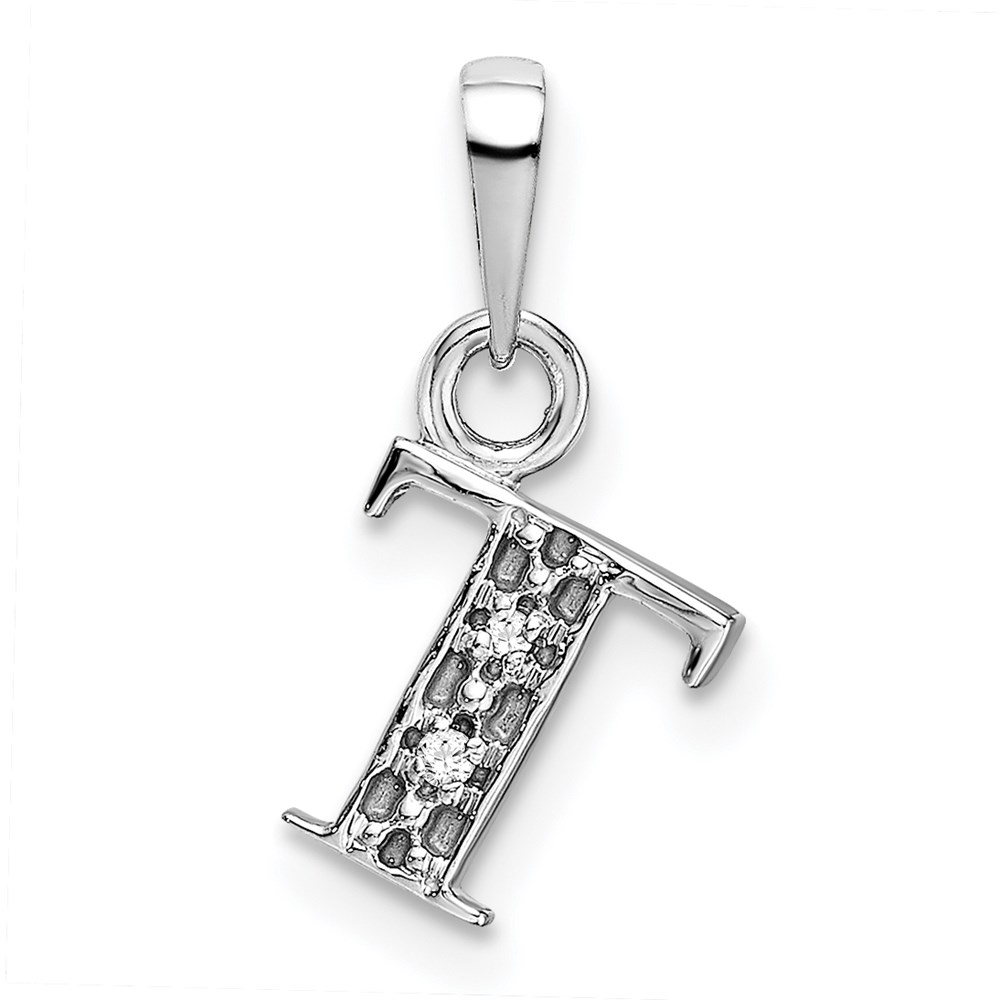 YC251T.jpg 14KW Rhodium-plated Diamond Letter T Initial Pendant - Image 1