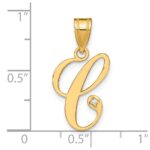14KY Script Letter C Initial Pendant with Diamond - Image 4