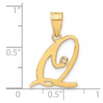 14KY Script Letter Q Initial Pendant with Diamond - Image 4