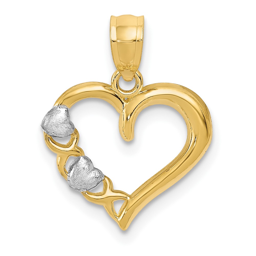 YC441.jpg 14k and White Rhodium Polished -X- and Heart Pendant - Image 1