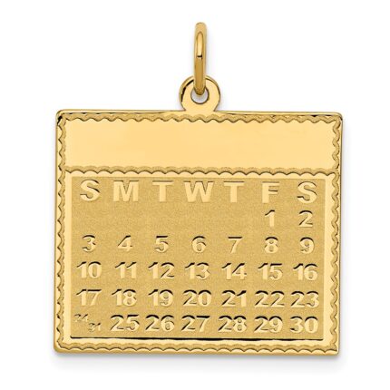 14k Friday the First Day Engravable Calendar Pendant