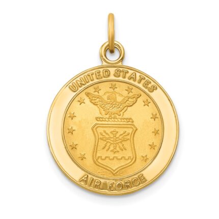 14k U.S. Air Force Insignia 17mm Disc Engravable on Reverse Pendant