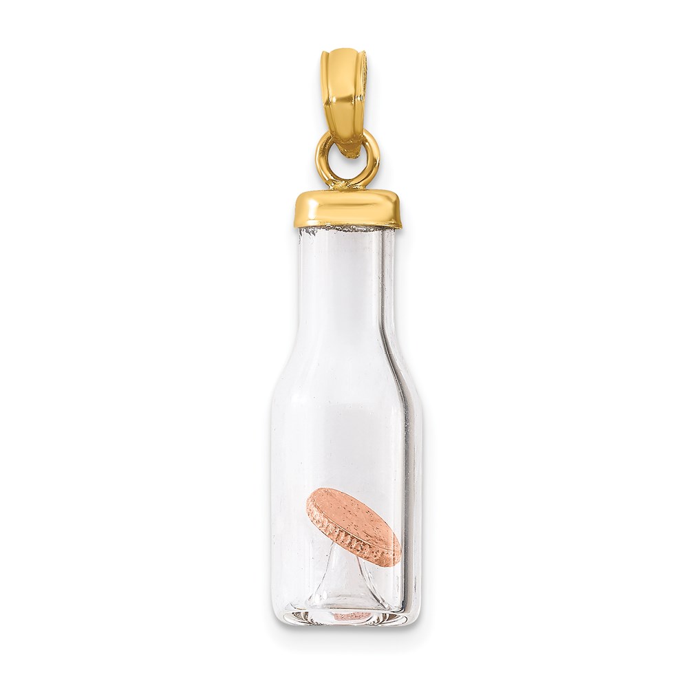 YC549.jpg 14k 3-D Mini Penny in Glass Bottle Pendant - Image 1