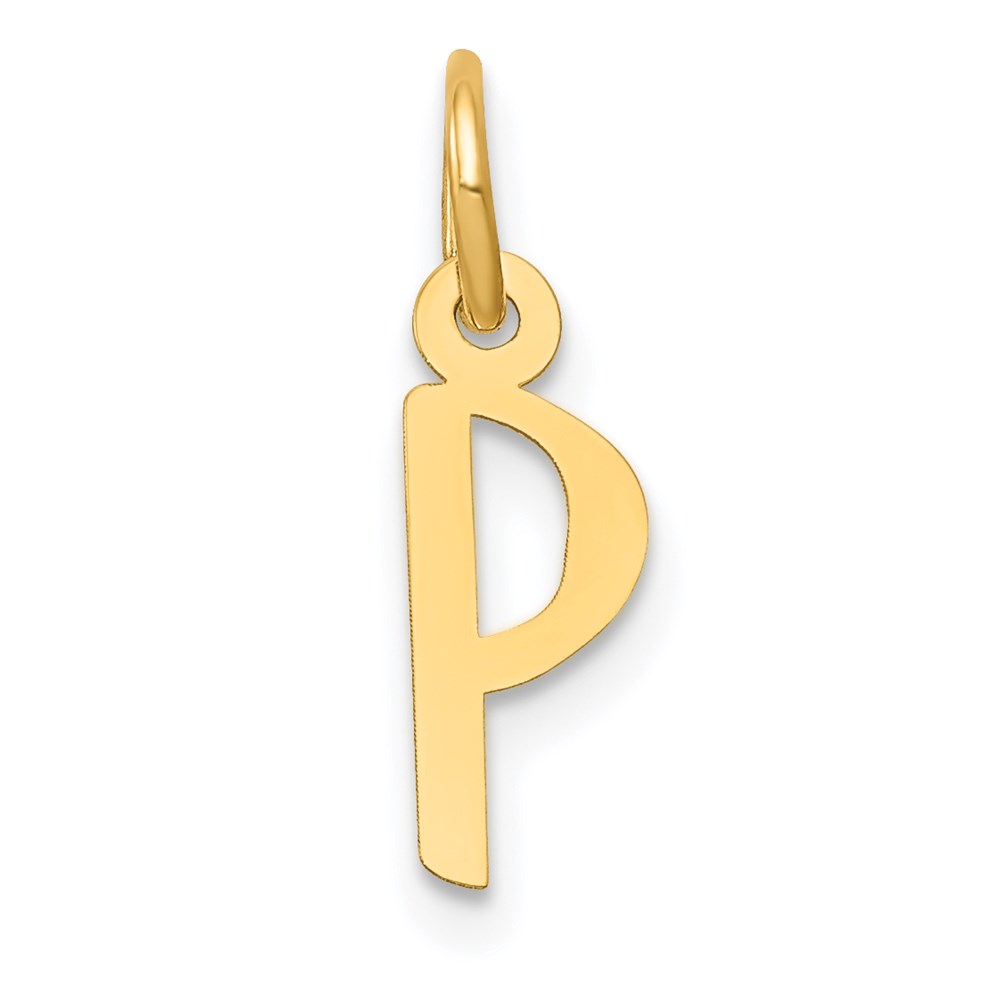 YC644P.jpg 14k Small Slanted Block Letter P Initial Charm - Image 1