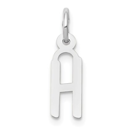 14K White Gold Small Slanted Block Letter H Initial Charm