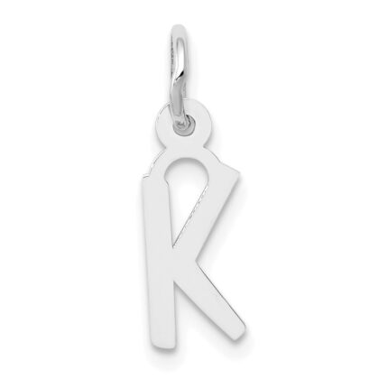 14K White Gold Small Slanted Block Letter K Initial Charm