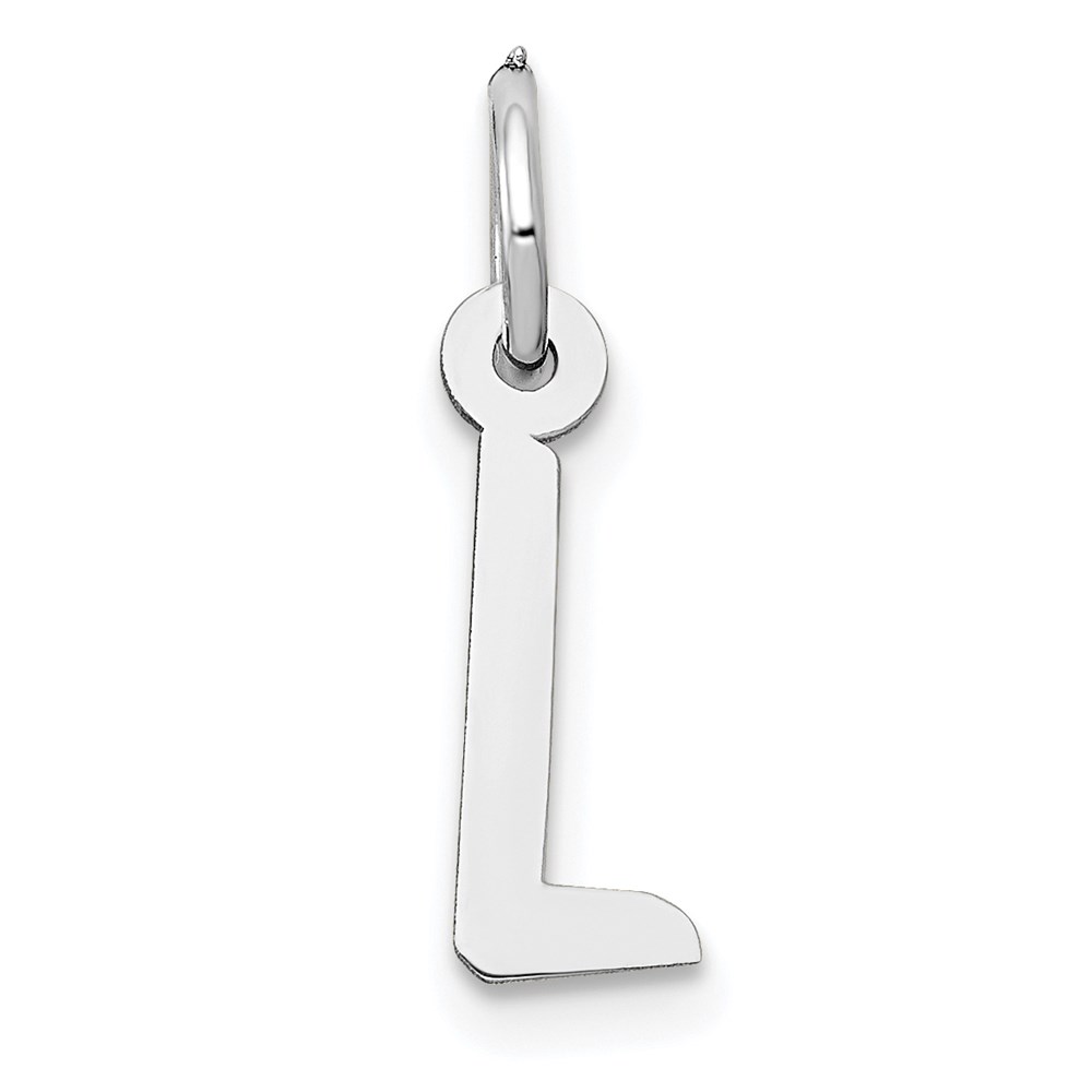 YC645L.jpg 14K White Gold Small Slanted Block Letter L Initial Charm - Image 1