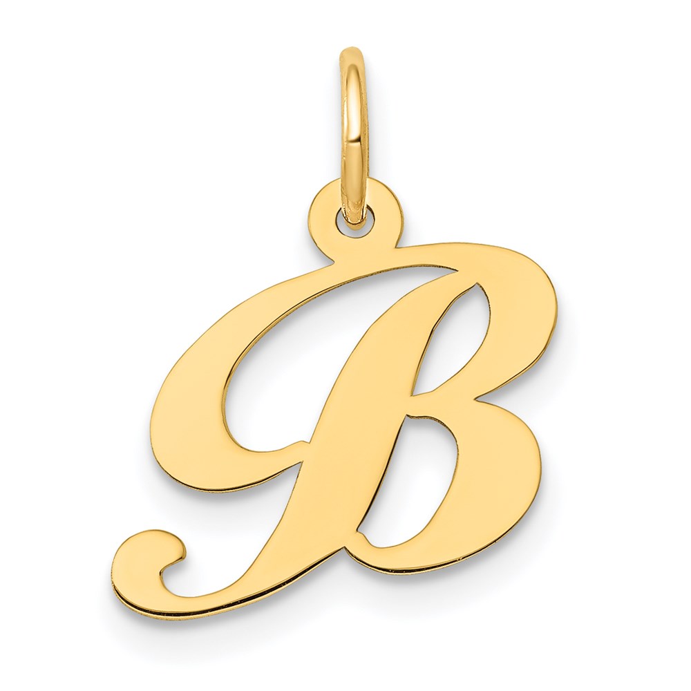 YC650B.jpg 14K Small Fancy Script Letter B Initial Charm - Image 1