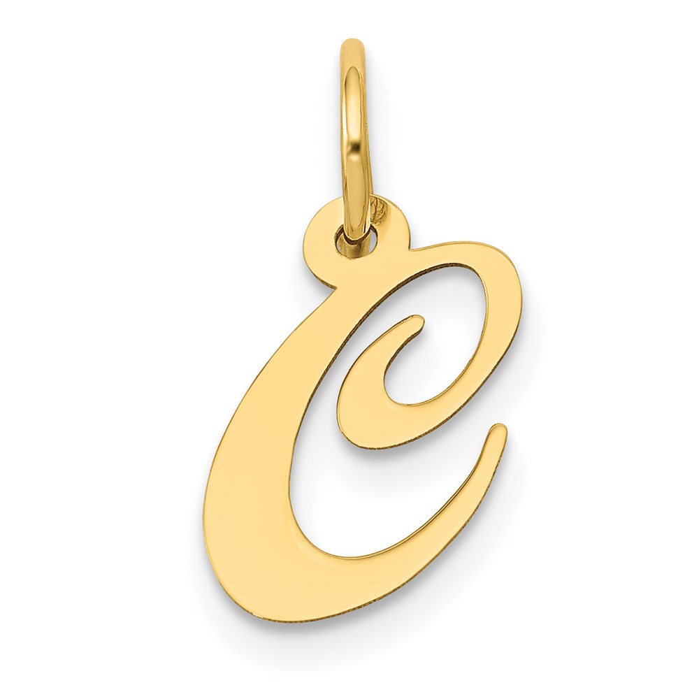 YC650C.jpg 14K Small Fancy Script Letter C Initial Charm - Image 1