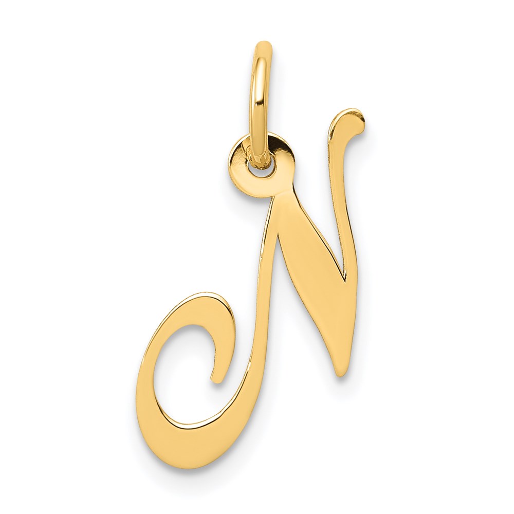 YC650N.jpg 14K Small Fancy Script Letter N Initial Charm - Image 1