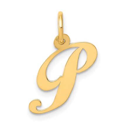 14K Small Fancy Script Letter P Initial Charm