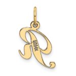 14K Small Fancy Script Letter R Initial Charm - Image 3