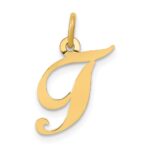 14K Small Fancy Script Letter T Initial Charm