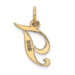 14K Small Fancy Script Letter T Initial Charm - Image 3