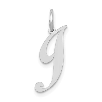 14k White Gold Small Fancy Script Letter J Initial Charm