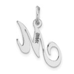 14k White Gold Small Fancy Script Letter M Initial Charm - Image 4