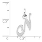 14k White Gold Small Fancy Script Letter N Initial Charm - Image 2