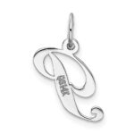 14k White Gold Small Fancy Script Letter P Initial Charm - Image 4