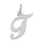 14k White Gold Small Fancy Script Letter T Initial Charm