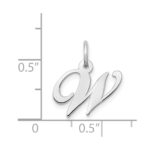 14k White Gold Small Fancy Script Letter W Initial Charm - Image 3