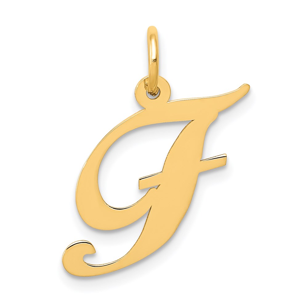 YC652F.jpg 14K Medium Fancy Script Letter F Initial Charm - Image 1