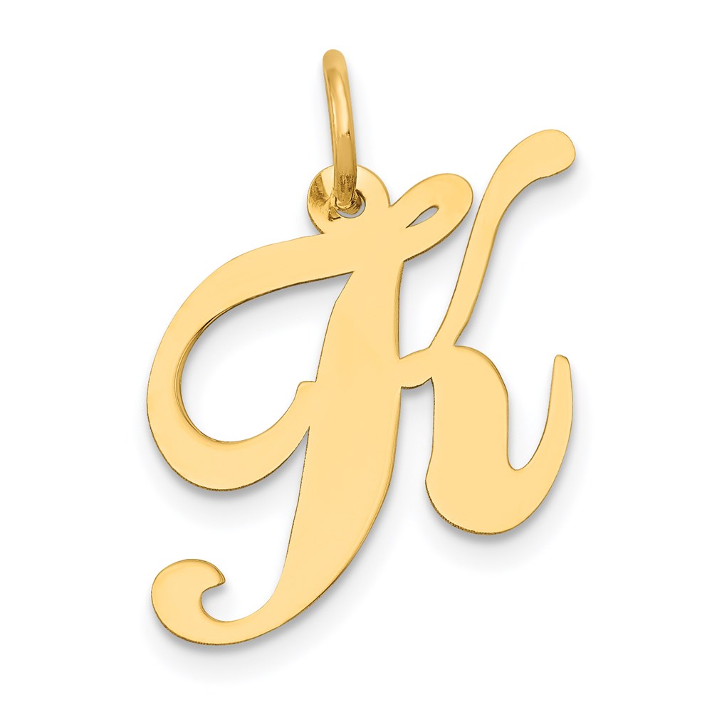 YC652K.jpg 14K Medium Fancy Script Letter K Initial Charm - Image 1
