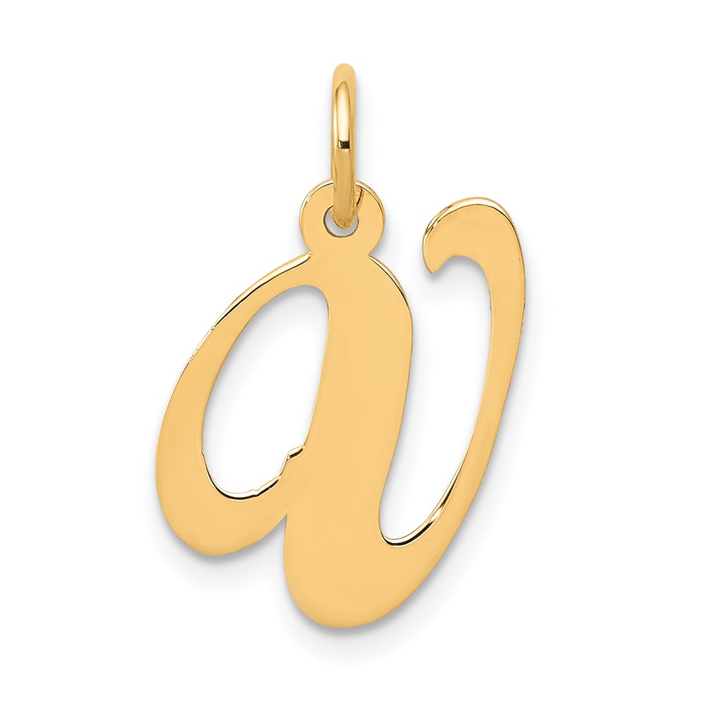 YC652V.jpg 14K Medium Fancy Script Letter V Initial Charm - Image 1