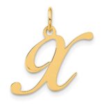 14K Medium Fancy Script Letter X Initial Charm
