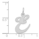 14K White Gold Medium Fancy Script Letter E Initial Charm - Image 3
