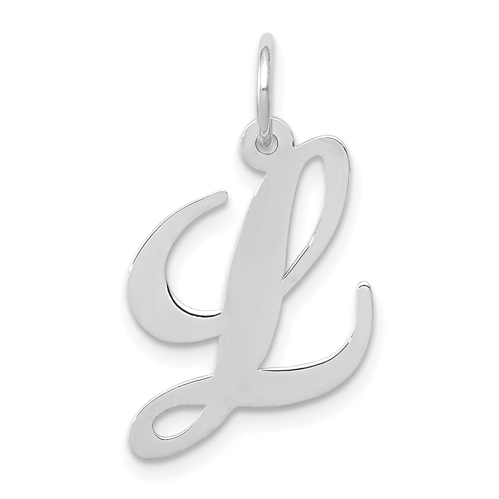 YC653L.jpg 14K White Gold Medium Fancy Script Letter L Initial Charm - Image 1