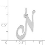 14K White Gold Medium Fancy Script Letter N Initial Charm - Image 3