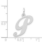 14K White Gold Medium Fancy Script Letter P Initial Charm - Image 3