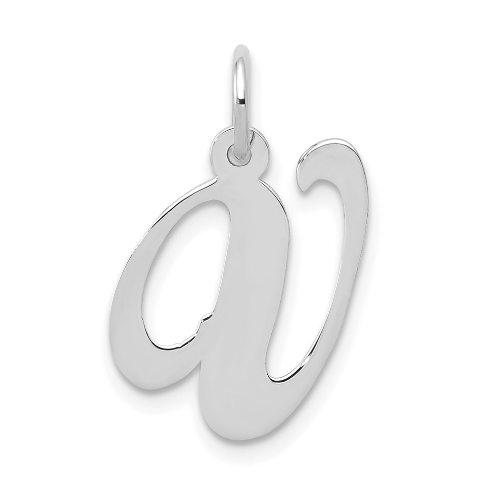 YC653V.jpg 14K White Gold Medium Fancy Script Letter V Initial Charm - Image 1