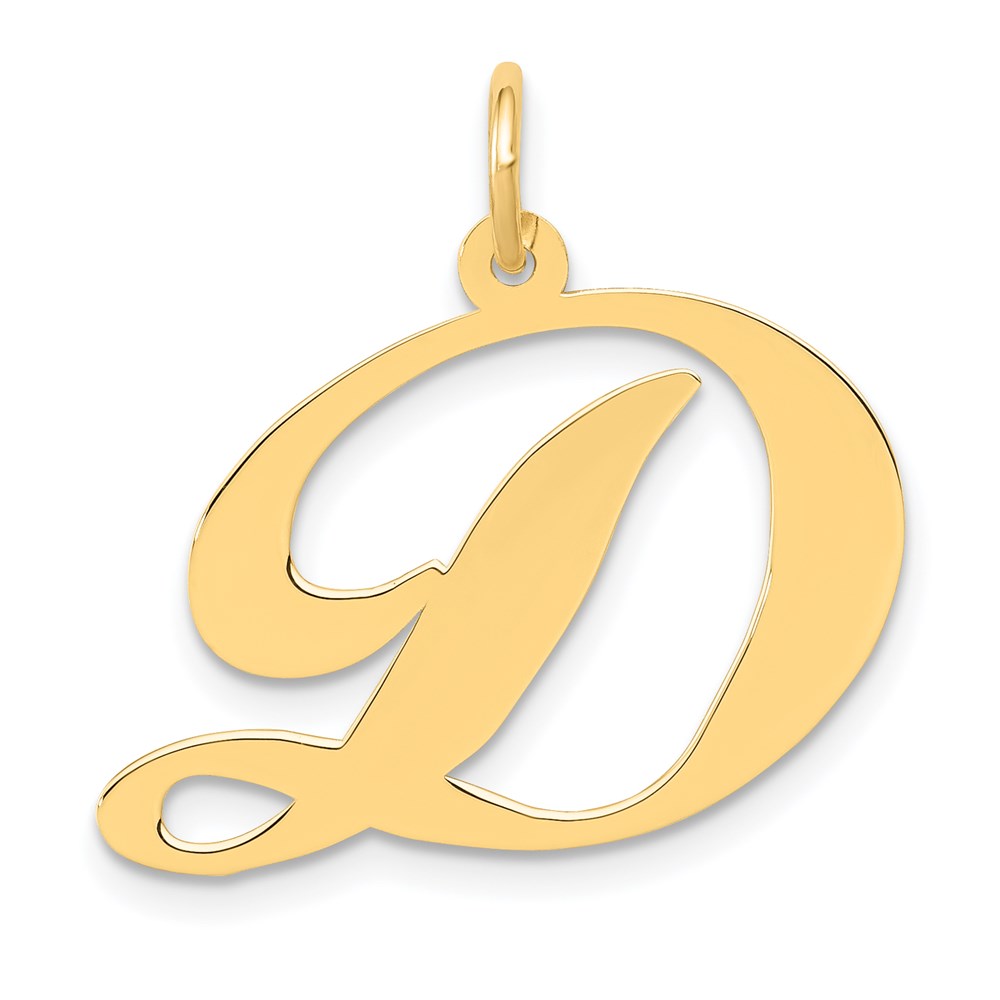 YC654D.jpg 14k Large Fancy Script Letter D Initial Charm - Image 1