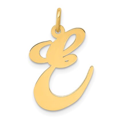 14k Large Fancy Script Letter E Initial Charm