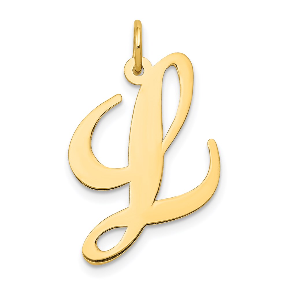 YC654L.jpg 14k Large Fancy Script Letter L Initial Charm - Image 1