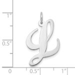 14k White Gold Large Fancy Script Letter L Initial Charm - Image 3