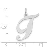14k White Gold Large Fancy Script Letter T Initial Charm - Image 3