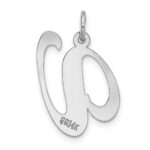 14k White Gold Large Fancy Script Letter V Initial Charm - Image 4