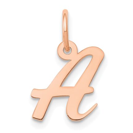 14k Rose Gold Small Script Letter A Initial Charm