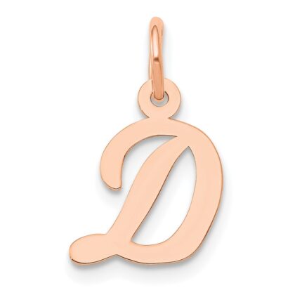 14k Rose Gold Small Script Letter D Initial Charm