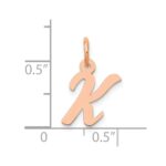14k Rose Gold Small Script Letter K Initial Charm - Image 4