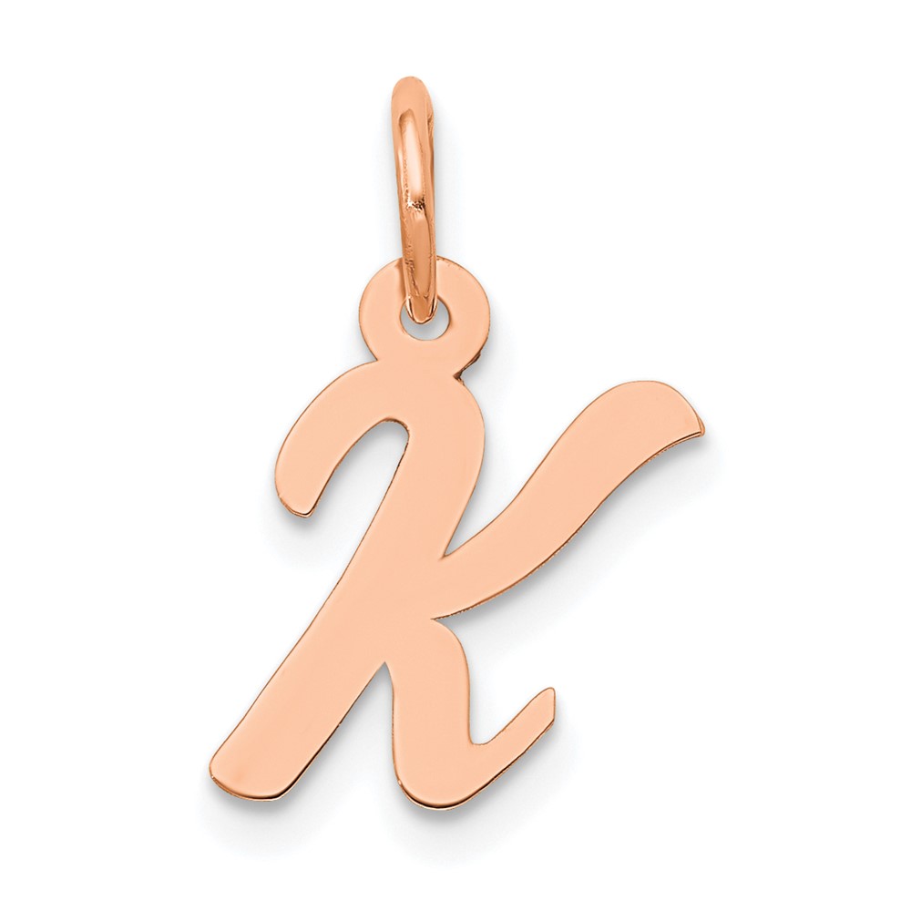 YC658RK.jpg 14k Rose Gold Small Script Letter K Initial Charm - Image 1