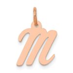 14k Rose Gold Small Script Letter M Initial Charm