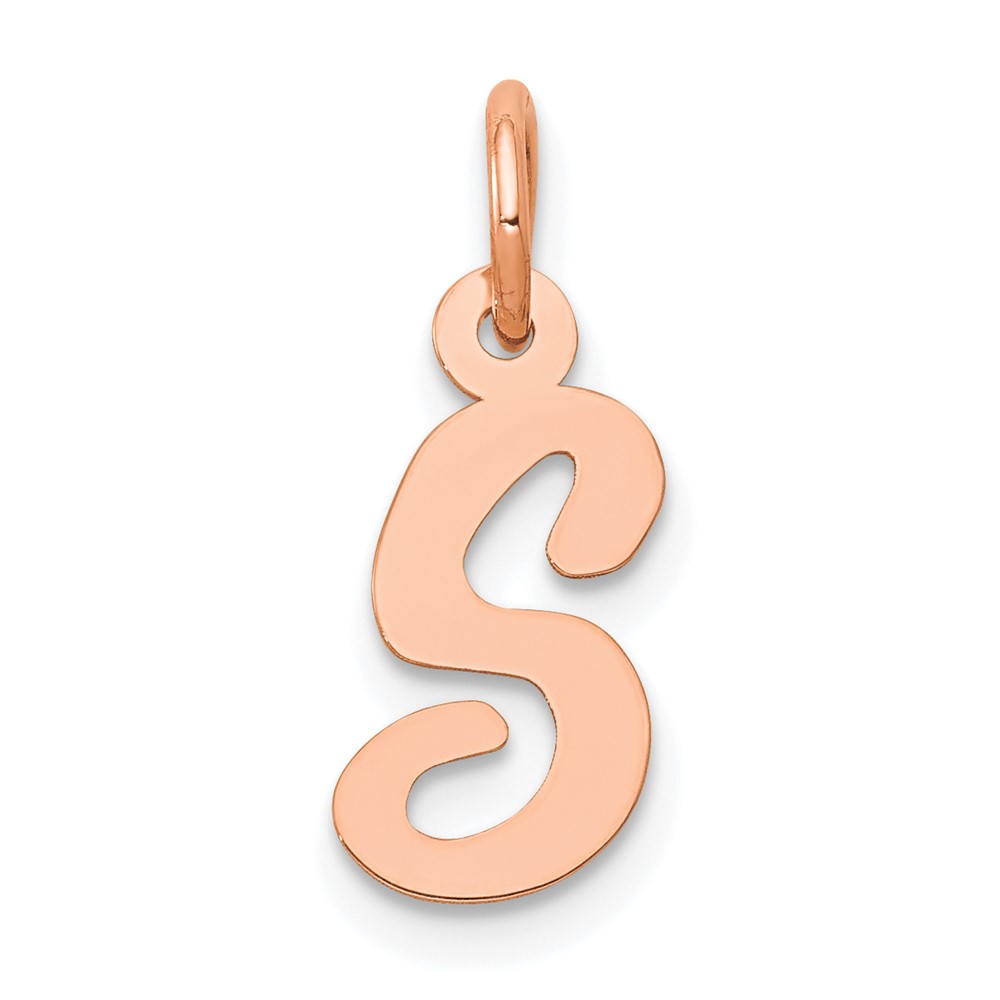 YC658RS.jpg 14k Rose Gold Small Script Letter S Initial Charm - Image 1