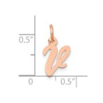 14k Rose Gold Small Script Letter V Initial Charm - Image 4