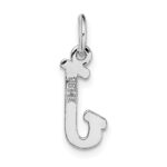 14k White Gold Small Script Letter J Initial Charm - Image 4