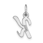 14k White Gold Small Script Letter K Initial Charm - Image 4