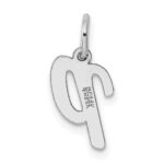 14k White Gold Small Script Letter P Initial Charm - Image 4