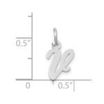 14k White Gold Small Script Letter V Initial Charm - Image 3